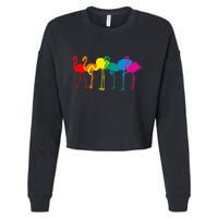 Cute Flamingo Rainbow Flamingo Cropped Pullover Crew