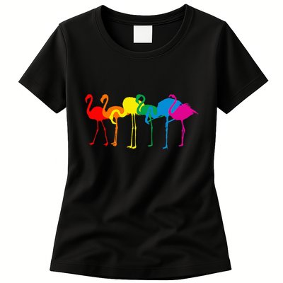 Cute Flamingo Rainbow Flamingo Womens T-Shirt