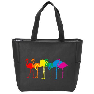 Cute Flamingo Rainbow Flamingo Zip Tote Bag