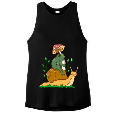 Cute Frog Riding A Snail A Whimsical Illustration Ladies PosiCharge Tri-Blend Wicking Tank