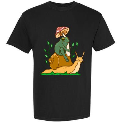 Cute Frog Riding A Snail A Whimsical Illustration Garment-Dyed Heavyweight T-Shirt