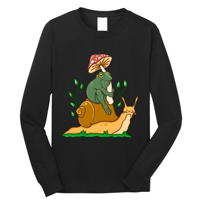 Cute Frog Riding A Snail A Whimsical Illustration Long Sleeve Shirt