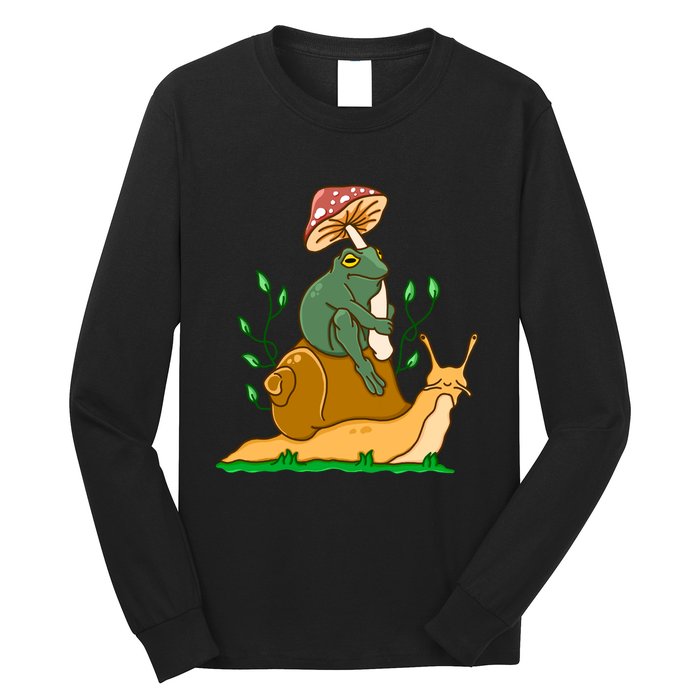 Cute Frog Riding A Snail A Whimsical Illustration Long Sleeve Shirt