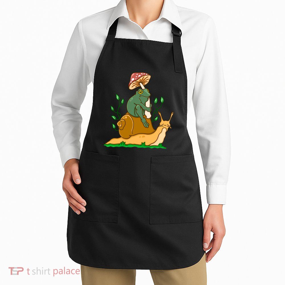 Cute Frog Riding A Snail A Whimsical Illustration Apron
