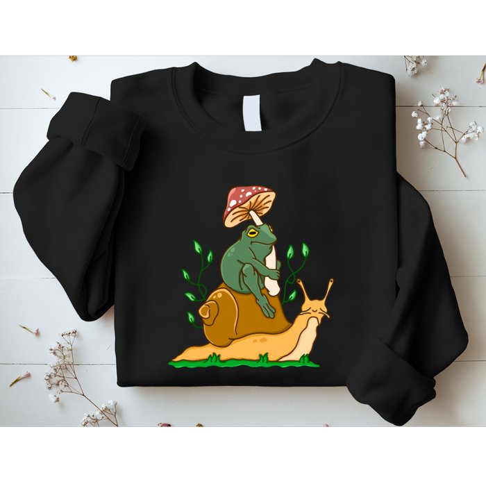 Cute Frog Riding A Snail A Whimsical Illustration Sweatshirt