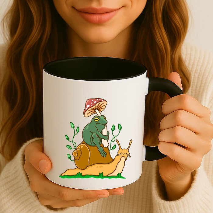 Cute Frog Riding A Snail A Whimsical Illustration Mug