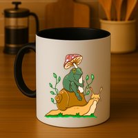 Cute Frog Riding A Snail A Whimsical Illustration Mug