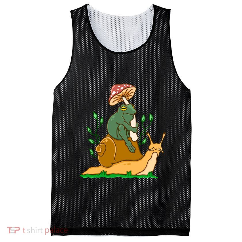 Cute Frog Riding A Snail A Whimsical Illustration Mesh Reversible Basketball Jersey Tank