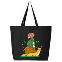 Cute Frog Riding A Snail A Whimsical Illustration 25L Jumbo Tote