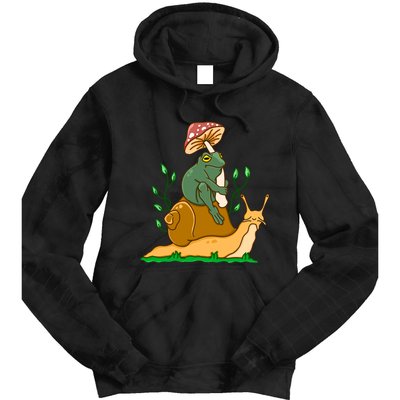 Cute Frog Riding A Snail A Whimsical Illustration Tie Dye Hoodie