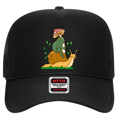Cute Frog Riding A Snail A Whimsical Illustration Trucker Hat