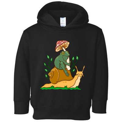 Cute Frog Riding A Snail A Whimsical Illustration Toddler Hoodie