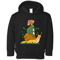 Cute Frog Riding A Snail A Whimsical Illustration Toddler Hoodie