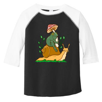 Cute Frog Riding A Snail A Whimsical Illustration Toddler Fine Jersey T-Shirt