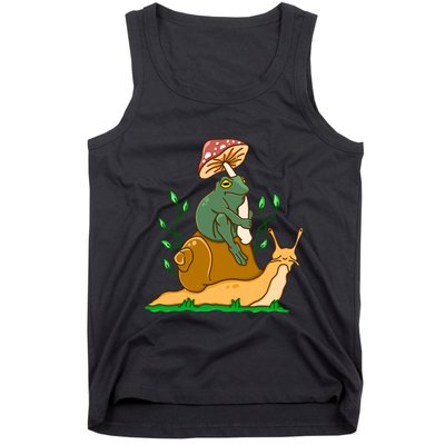 Cute Frog Riding A Snail A Whimsical Illustration Tank Top