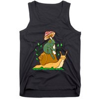 Cute Frog Riding A Snail A Whimsical Illustration Tank Top