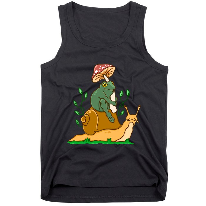 Cute Frog Riding A Snail A Whimsical Illustration Tank Top
