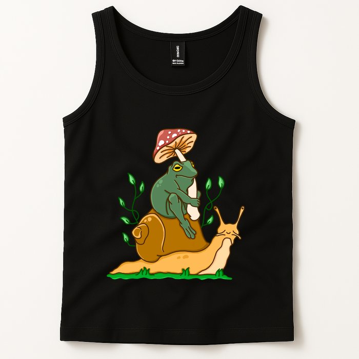 Cute Frog Riding A Snail A Whimsical Illustration Tank Top