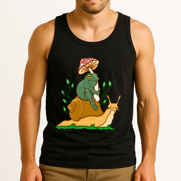 Cute Frog Riding A Snail A Whimsical Illustration Tank Top