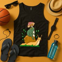 Cute Frog Riding A Snail A Whimsical Illustration Tank Top