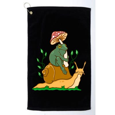 Cute Frog Riding A Snail A Whimsical Illustration Golf Towel