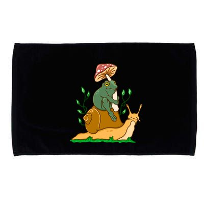 Cute Frog Riding A Snail A Whimsical Illustration Microfiber Hand Towel
