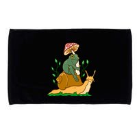 Cute Frog Riding A Snail A Whimsical Illustration Microfiber Hand Towel