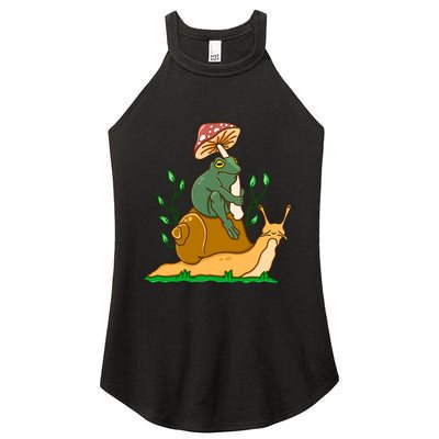 Cute Frog Riding A Snail A Whimsical Illustration Women's Perfect Tri Rocker Tank