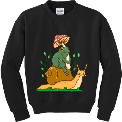 Cute Frog Riding A Snail A Whimsical Illustration Kids Sweatshirt