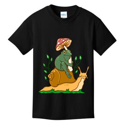 Cute Frog Riding A Snail A Whimsical Illustration Kids T-Shirt