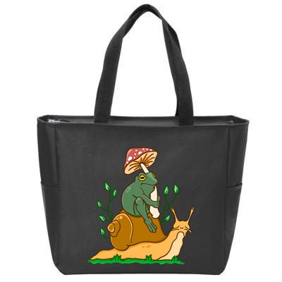 Cute Frog Riding A Snail A Whimsical Illustration Zip Tote Bag