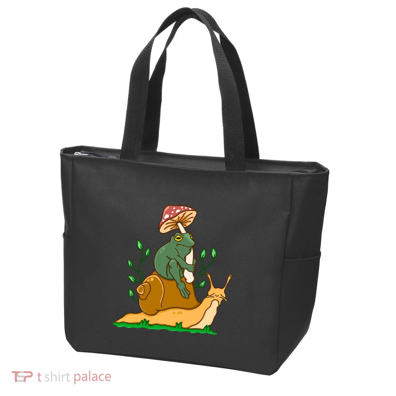 Cute Frog Riding A Snail A Whimsical Illustration Zip Tote Bag