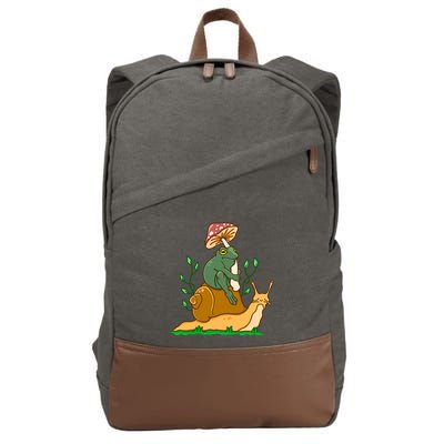 Cute Frog Riding A Snail A Whimsical Illustration Cotton Canvas Backpack