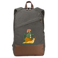 Cute Frog Riding A Snail A Whimsical Illustration Cotton Canvas Backpack