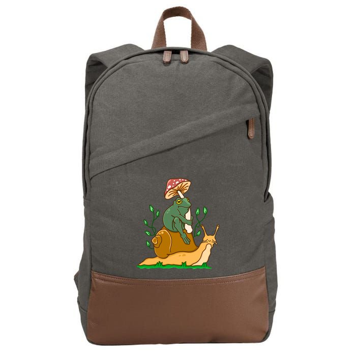 Cute Frog Riding A Snail A Whimsical Illustration Cotton Canvas Backpack