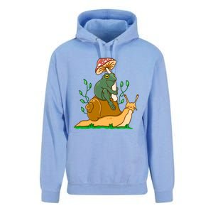 Cute Frog Riding A Snail A Whimsical Illustration Unisex Surf Hoodie