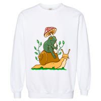 Cute Frog Riding A Snail A Whimsical Illustration Garment-Dyed Sweatshirt