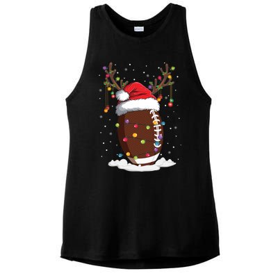 Christmas Football Reindeer Funny Santa Hat Xmas Meaningful Gift Ladies PosiCharge Tri-Blend Wicking Tank