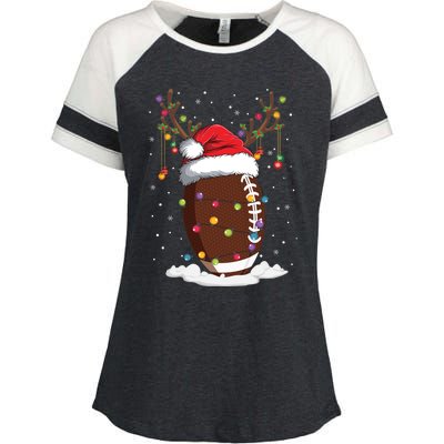 Christmas Football Reindeer Funny Santa Hat Xmas Meaningful Gift Enza Ladies Jersey Colorblock Tee