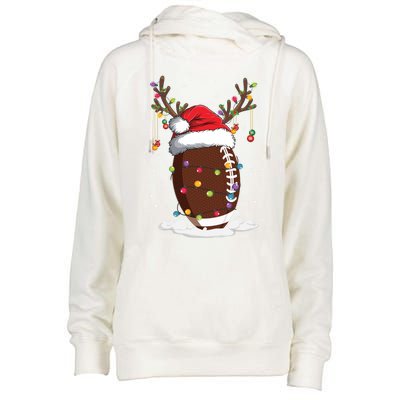 Christmas Football Reindeer Funny Santa Hat Xmas Meaningful Gift Womens Funnel Neck Pullover Hood