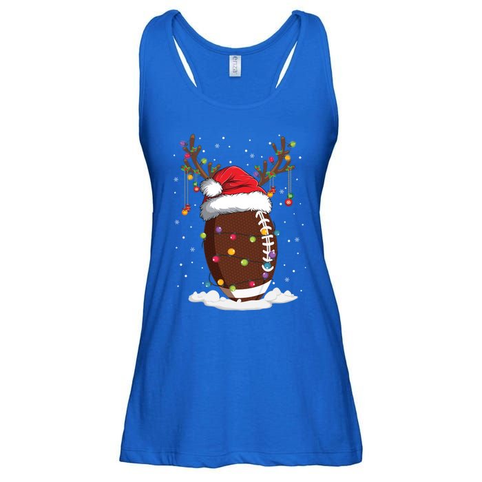 Christmas Football Reindeer Funny Santa Hat Xmas Meaningful Gift Ladies Essential Flowy Tank