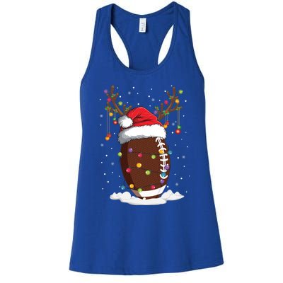 Christmas Football Reindeer Funny Santa Hat Xmas Meaningful Gift Women's Racerback Tank