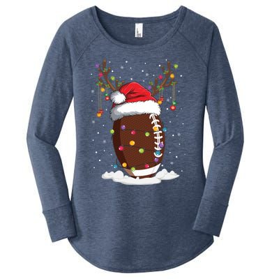 Christmas Football Reindeer Funny Santa Hat Xmas Meaningful Gift Women's Perfect Tri Tunic Long Sleeve Shirt