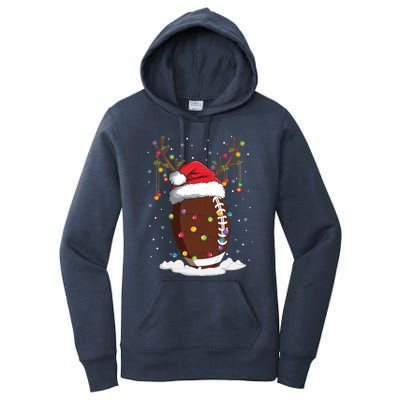 Christmas Football Reindeer Funny Santa Hat Xmas Meaningful Gift Women's Pullover Hoodie