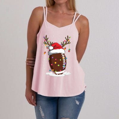 Christmas Football Reindeer Funny Santa Hat Xmas Meaningful Gift Women's Strappy Tank