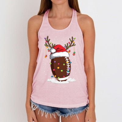 Christmas Football Reindeer Funny Santa Hat Xmas Meaningful Gift Women's Knotted Racerback Tank