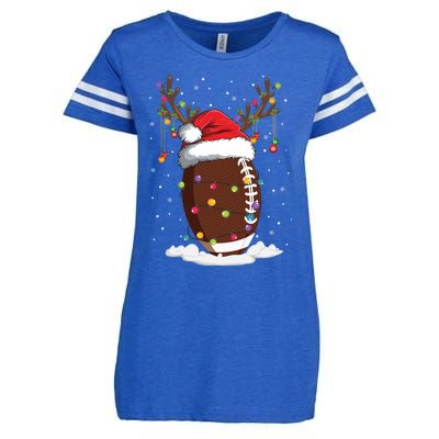 Christmas Football Reindeer Funny Santa Hat Xmas Meaningful Gift Enza Ladies Jersey Football T-Shirt