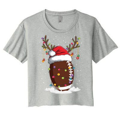 Christmas Football Reindeer Funny Santa Hat Xmas Meaningful Gift Women's Crop Top Tee