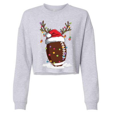 Christmas Football Reindeer Funny Santa Hat Xmas Meaningful Gift Cropped Pullover Crew