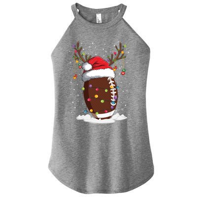 Christmas Football Reindeer Funny Santa Hat Xmas Meaningful Gift Women's Perfect Tri Rocker Tank